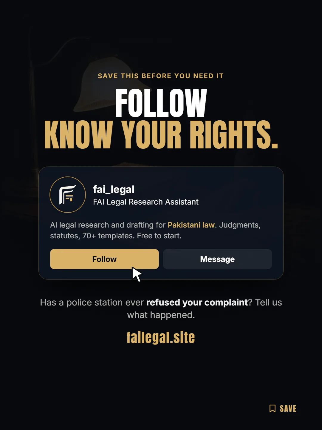 Follow FAI Legal on Instagram, @fai_legal. Has a police station ever refused your complaint? Tell us what happened.