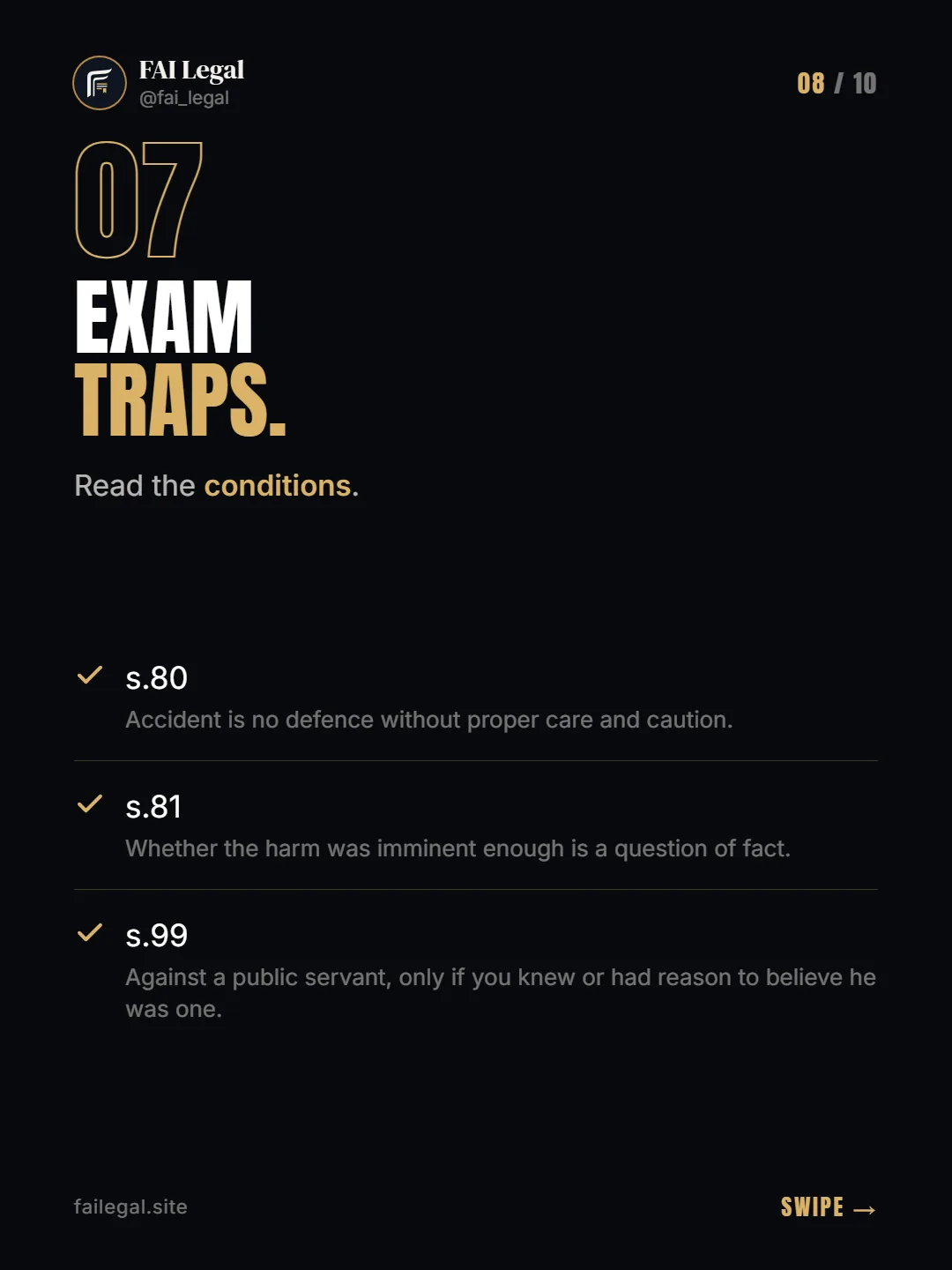 Exam traps. · Read the conditions. · s.80 · s.81 · s.99