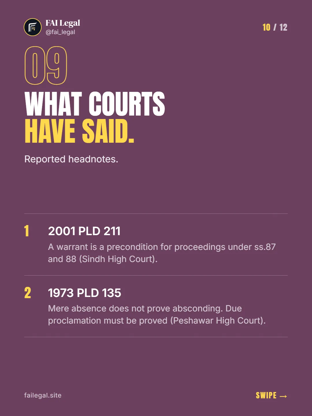 What courts have said. · Reported headnotes. · 2001 PLD 211 · 1973 PLD 135