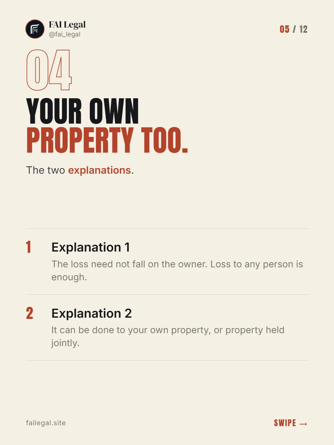 Your own property too. · The two explanations. · Explanation 1 · Explanation 2