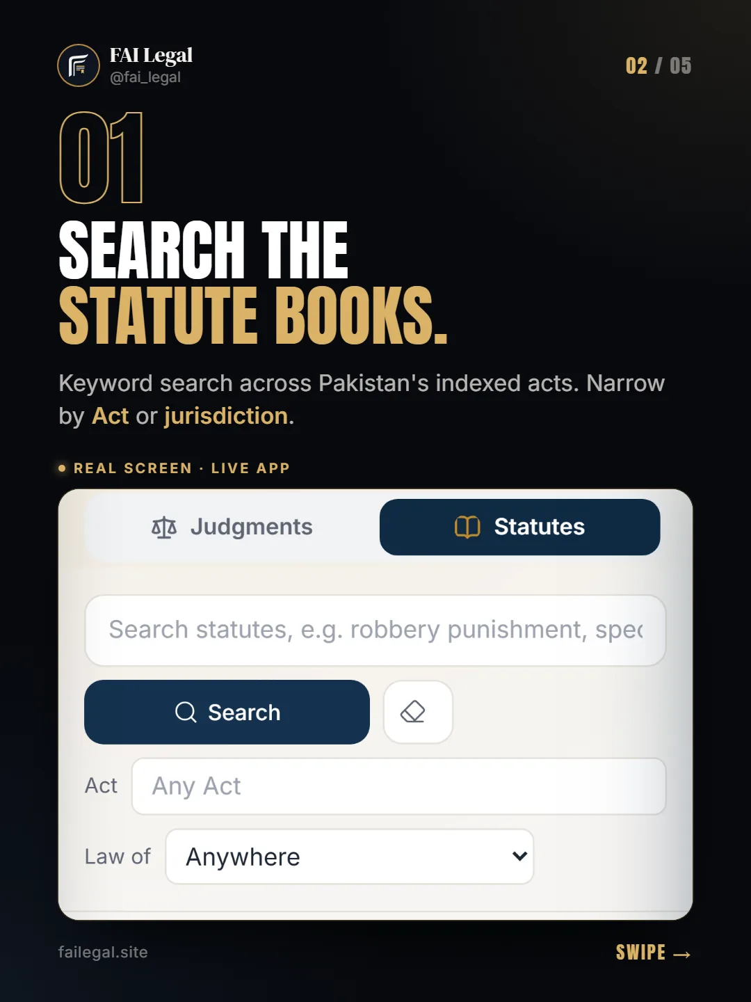 Search the statute books. · Keyword search across Pakistan's indexed acts. Narrow by Act or jurisdiction.