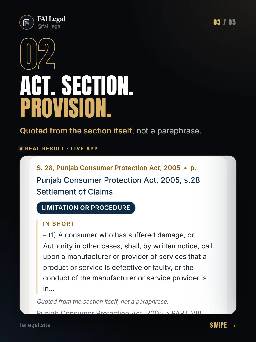Act. Section. Provision. · Quoted from the section itself, not a paraphrase.