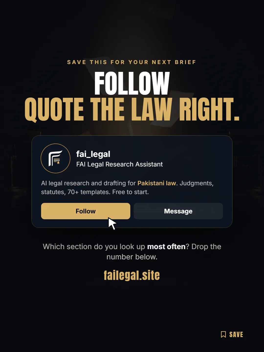 Follow FAI Legal on Instagram, @fai_legal. Which section do you look up most often? Drop the number below.