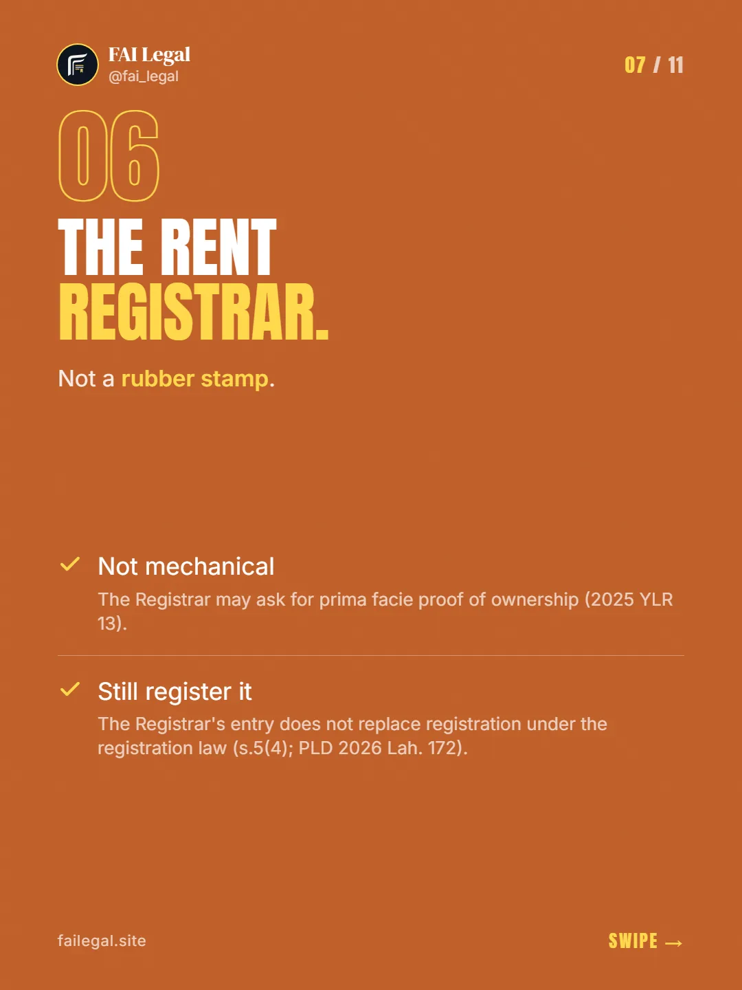 The Rent Registrar. · Not a rubber stamp. · Not mechanical · Still register it