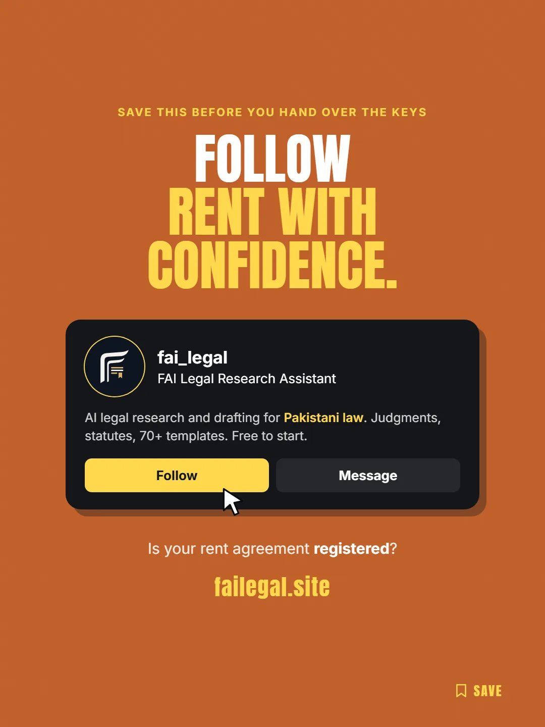 Follow FAI Legal on Instagram, @fai_legal. Is your rent agreement registered?