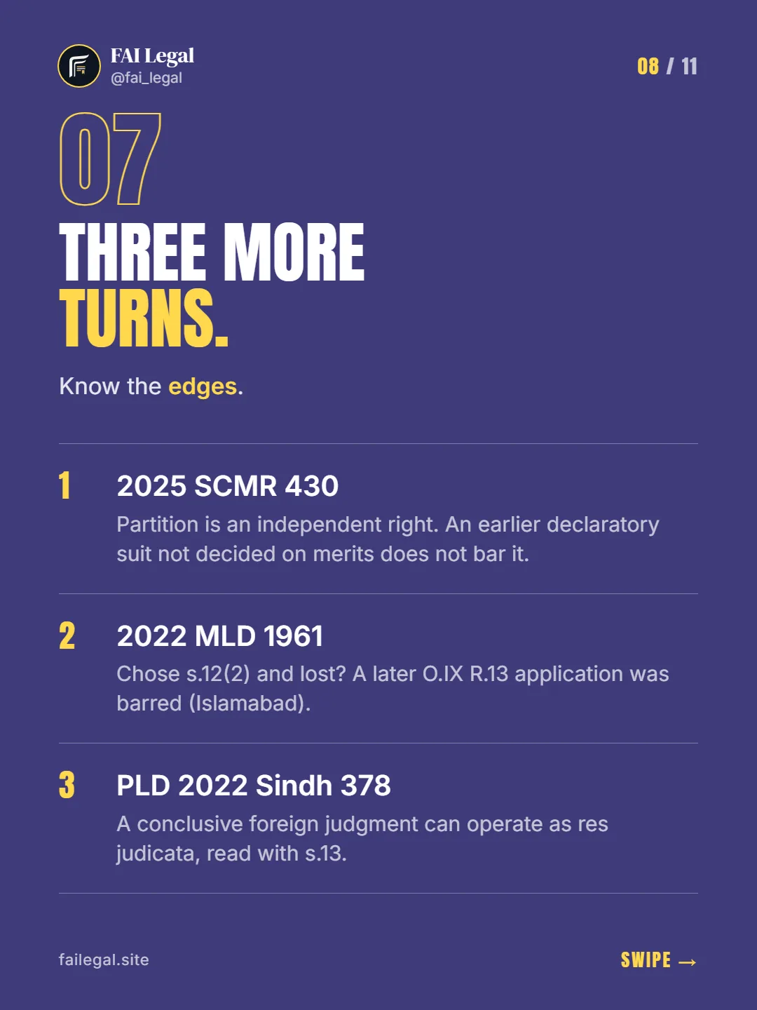 Three more turns. · Know the edges. · 2025 SCMR 430 · 2022 MLD 1961 · PLD 2022 Sindh 378
