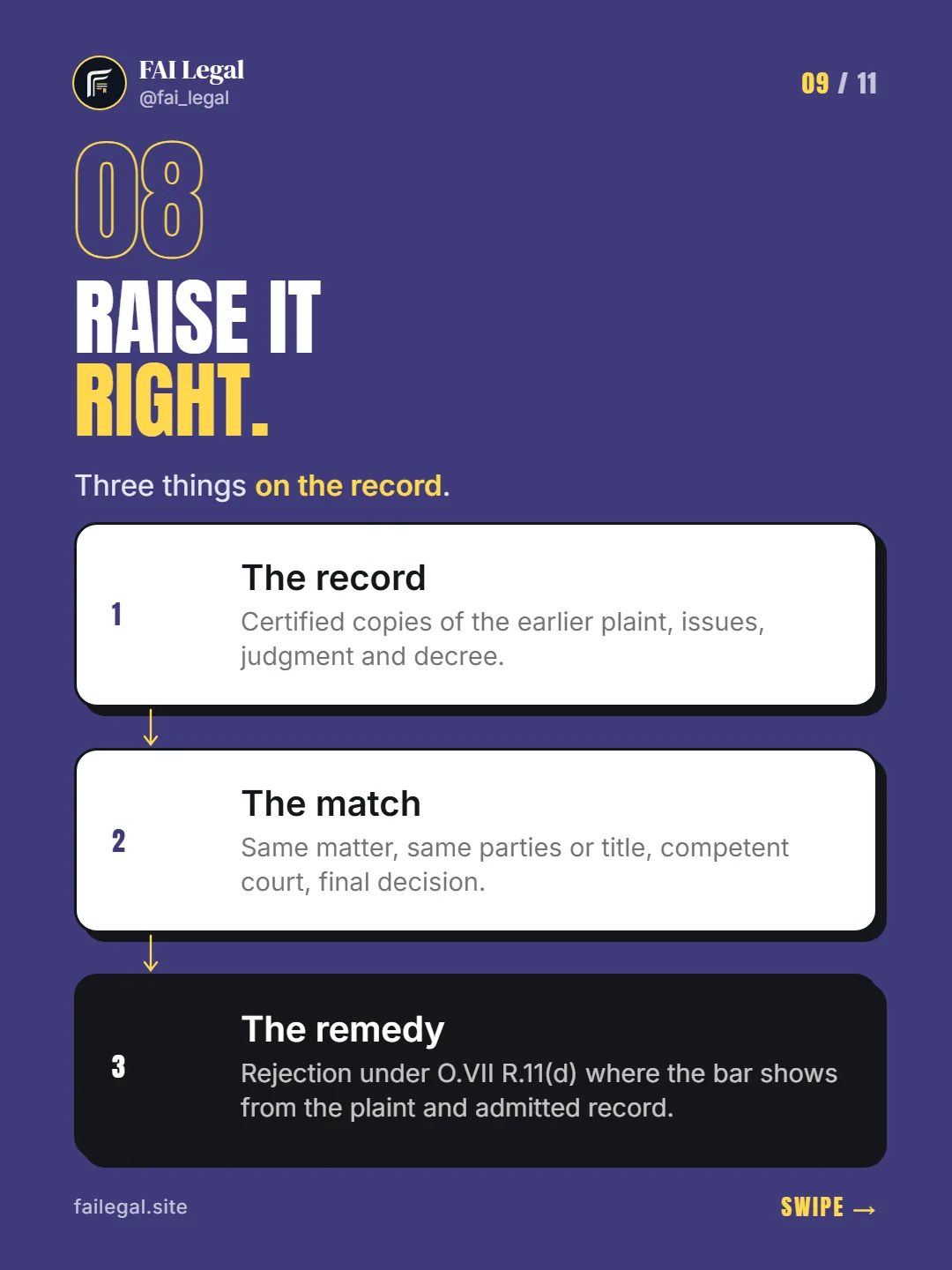 Raise it right. · Three things on the record. · The record · The match · The remedy
