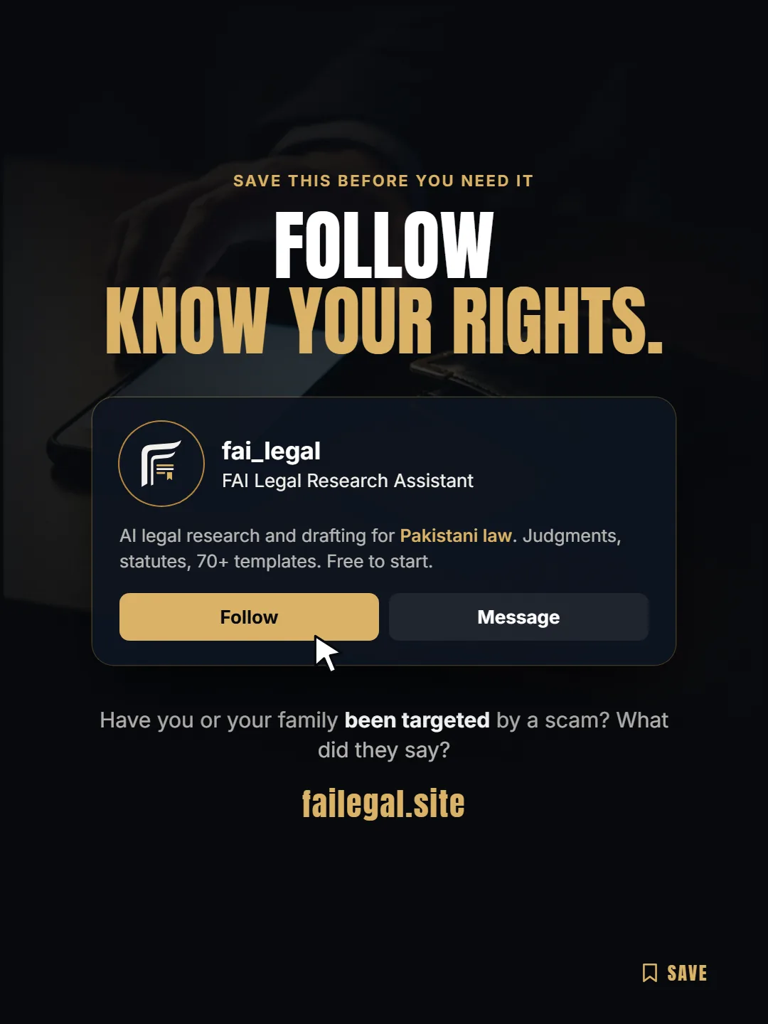 Follow FAI Legal on Instagram, @fai_legal. Have you or your family been targeted by a scam? What did they say?