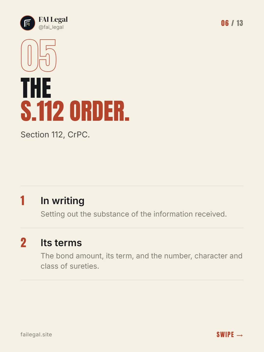 The s.112 order. · Section 112, CrPC. · In writing · Its terms