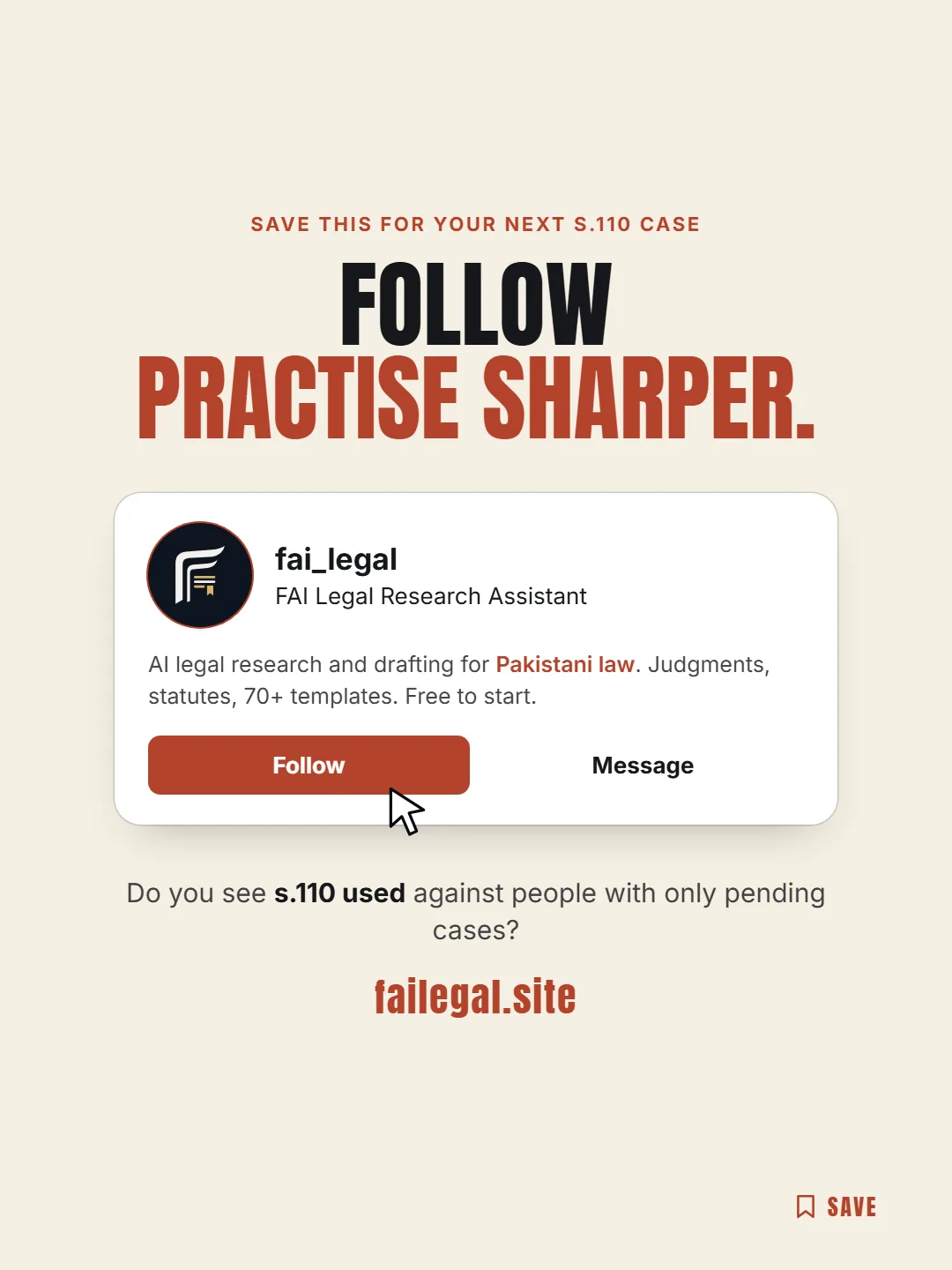 Follow FAI Legal on Instagram, @fai_legal. Do you see s.110 used against people with only pending cases?