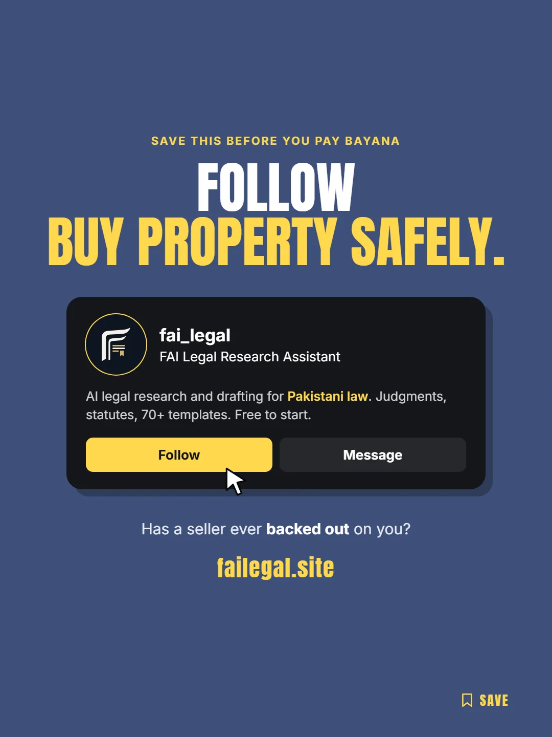 Follow FAI Legal on Instagram, @fai_legal. Has a seller ever backed out on you?