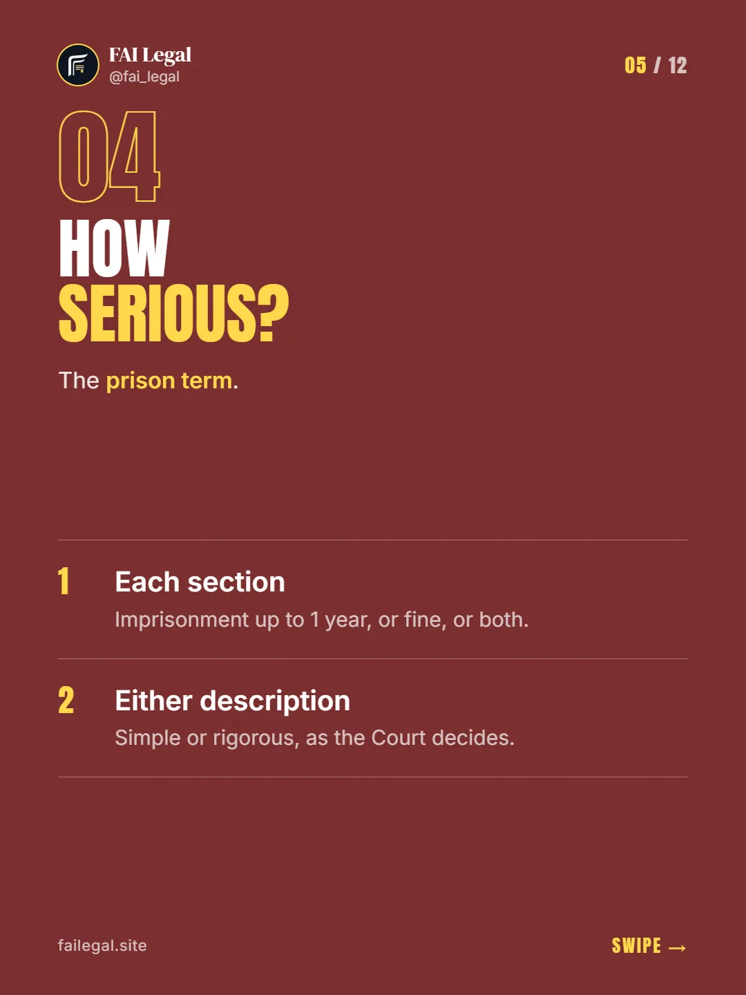 How serious? · The prison term. · Each section · Either description