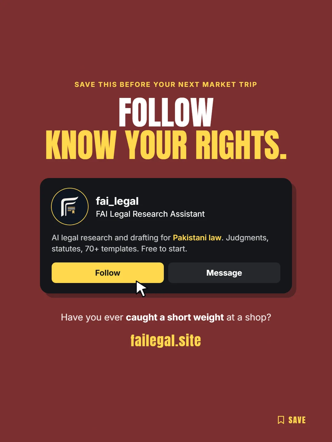 Follow FAI Legal on Instagram, @fai_legal. Have you ever caught a short weight at a shop?