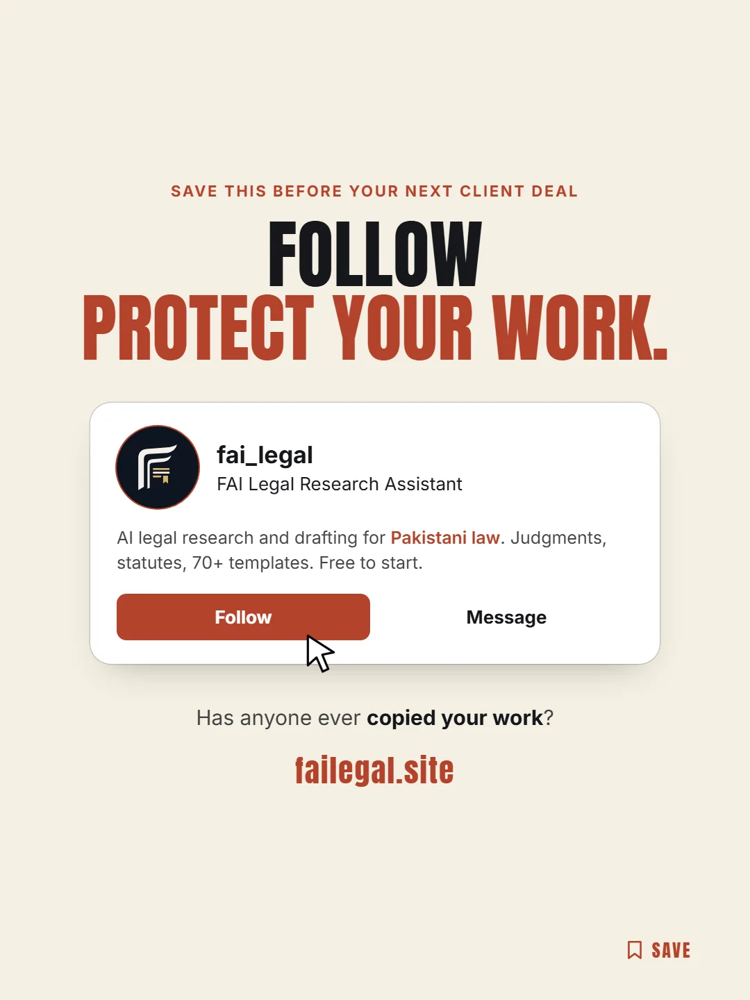 Follow FAI Legal on Instagram, @fai_legal. Has anyone ever copied your work?