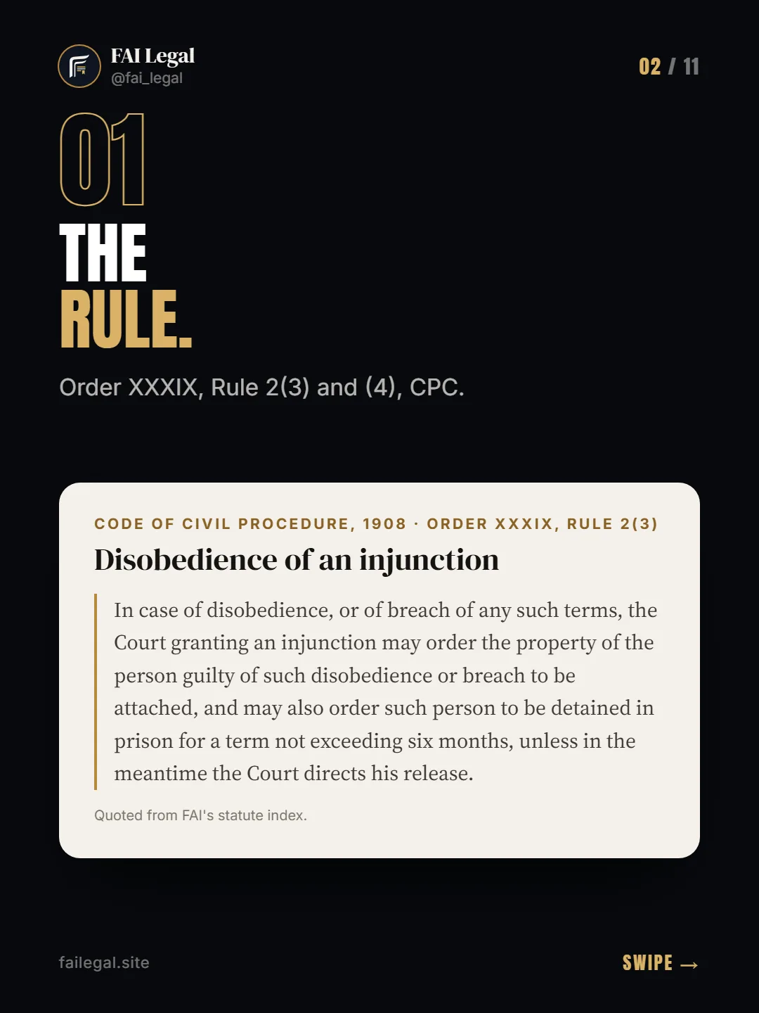 The rule. · Order XXXIX, Rule 2(3) and (4), CPC. · Code of Civil Procedure, 1908 · Order XXXIX, Rule 2(3)