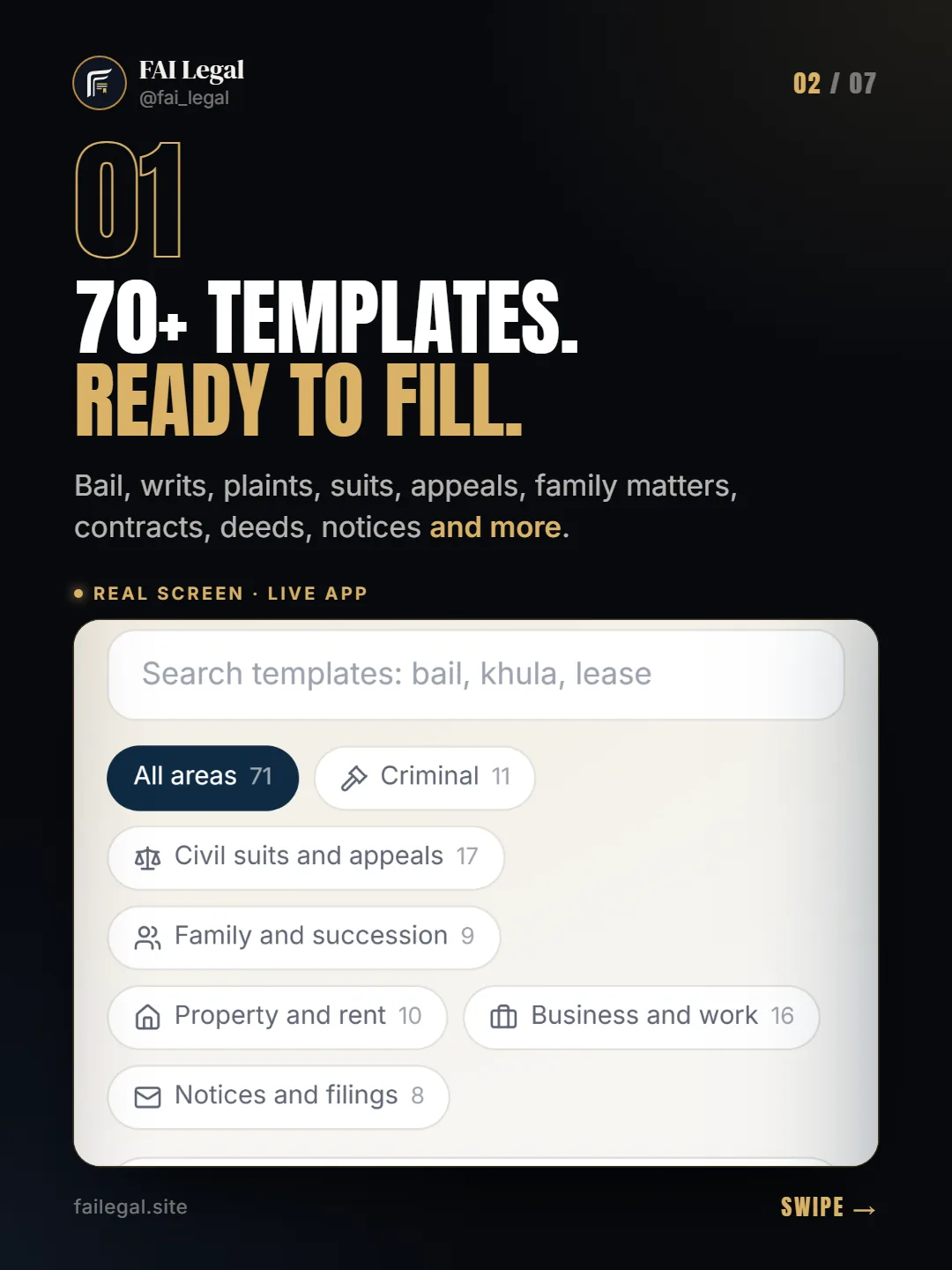 70+ templates. Ready to fill. · Bail, writs, plaints, suits, appeals, family matters, contracts, deeds, notices and more.