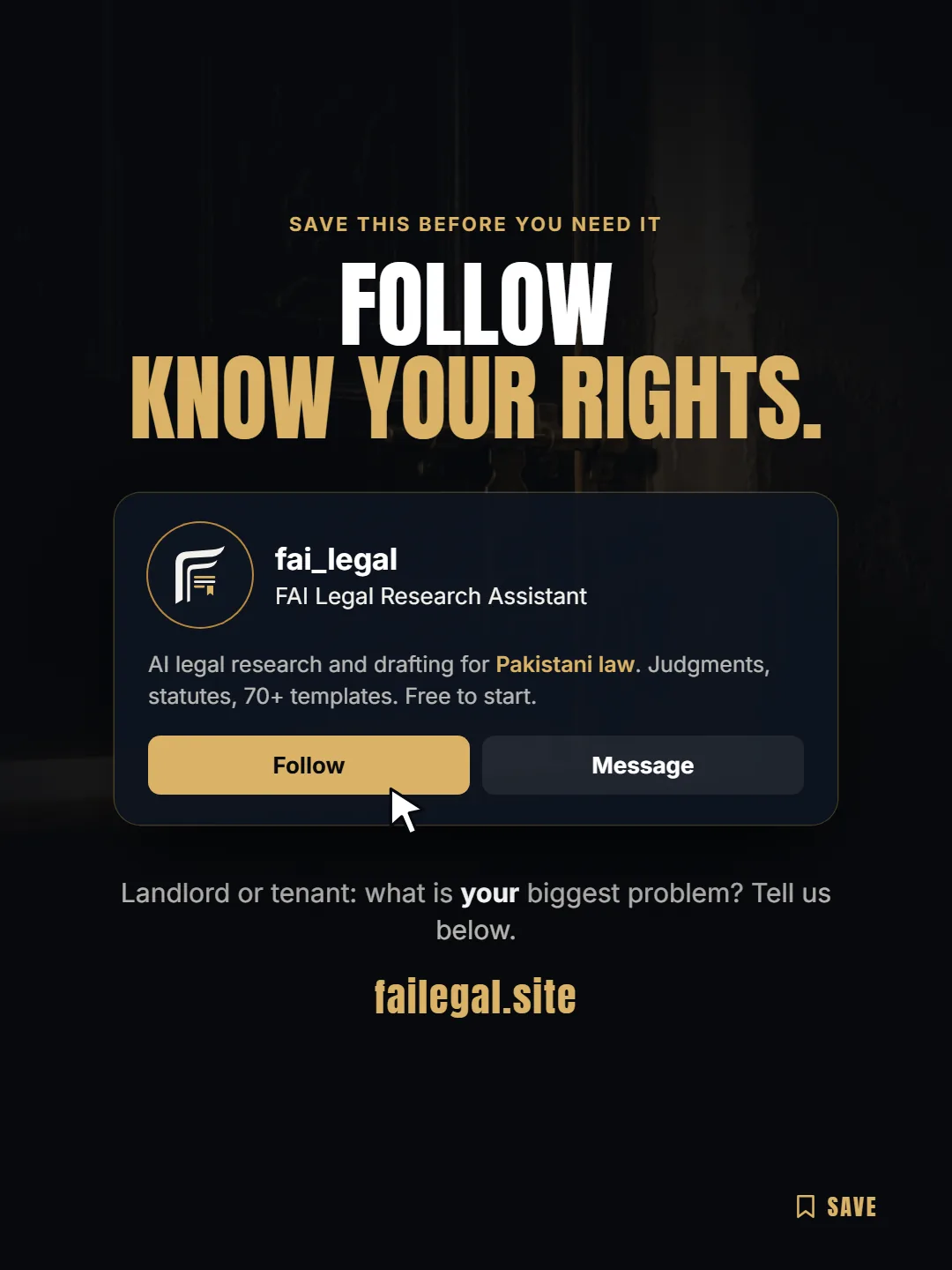 Follow FAI Legal on Instagram, @fai_legal. Landlord or tenant: what is your biggest problem? Tell us below.