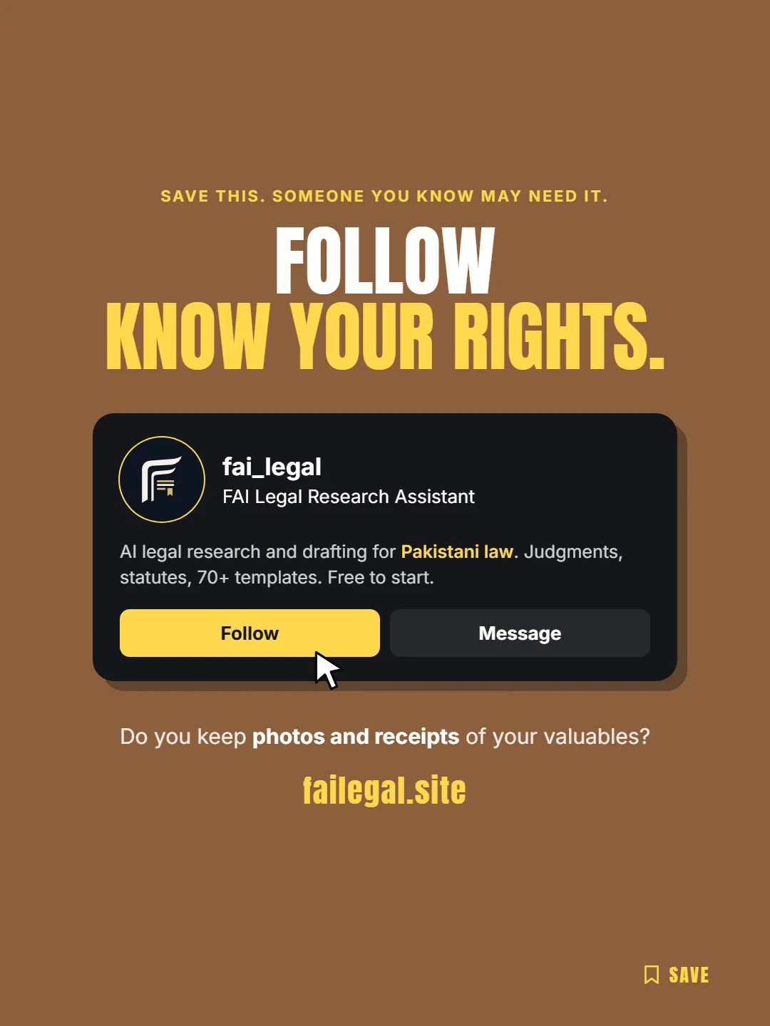 Follow FAI Legal on Instagram, @fai_legal. Do you keep photos and receipts of your valuables?