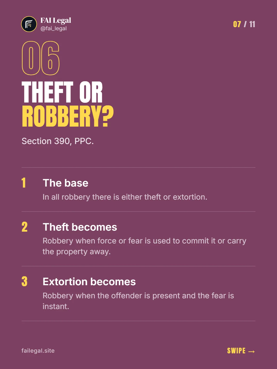 Theft or robbery? · Section 390, PPC. · The base · Theft becomes · Extortion becomes