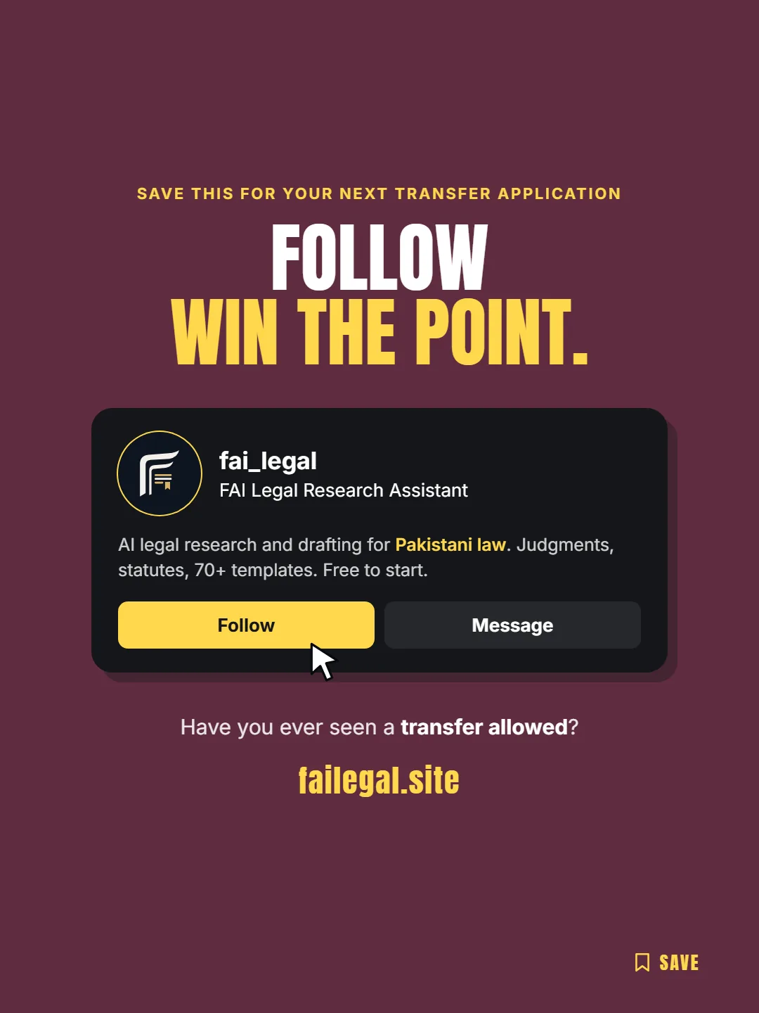 Follow FAI Legal on Instagram, @fai_legal. Have you ever seen a transfer allowed?