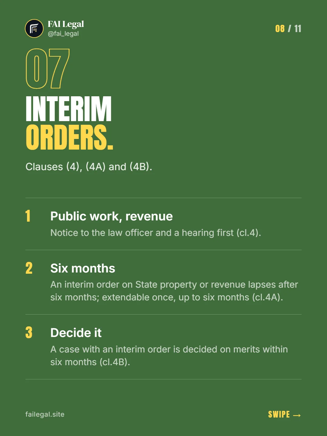 Interim orders. · Clauses (4), (4A) and (4B). · Public work, revenue · Six months · Decide it