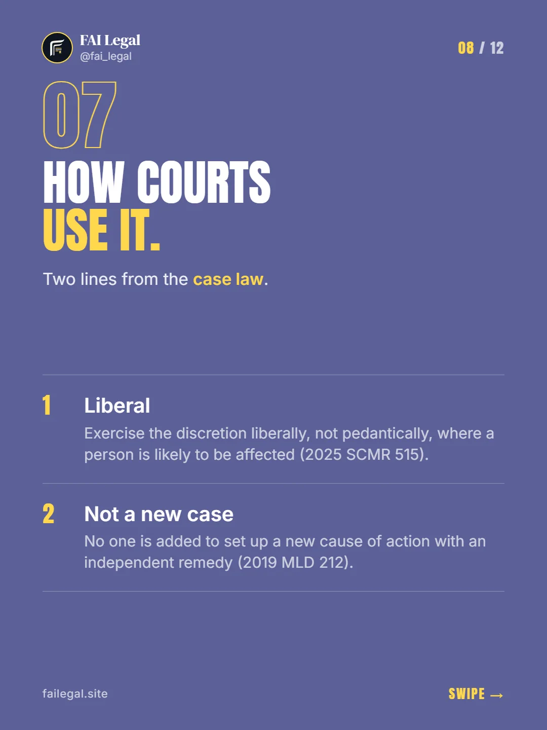 How courts use it. · Two lines from the case law. · Liberal · Not a new case