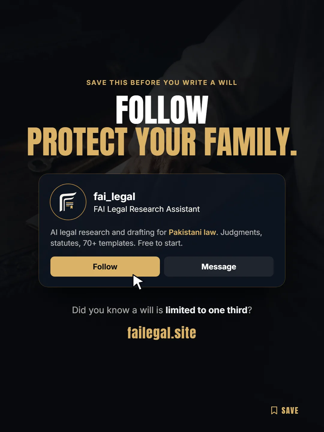 Follow FAI Legal on Instagram, @fai_legal. Did you know a will is limited to one third?